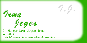 irma jeges business card
